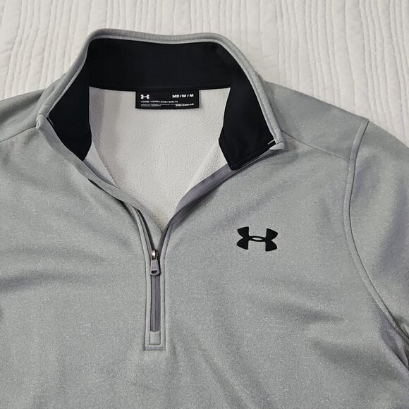 Under Armour Coldgear Loose Men's Size M 1/4 Zip Pullover Grey Activewear EUC LN - Picture 3 of 13